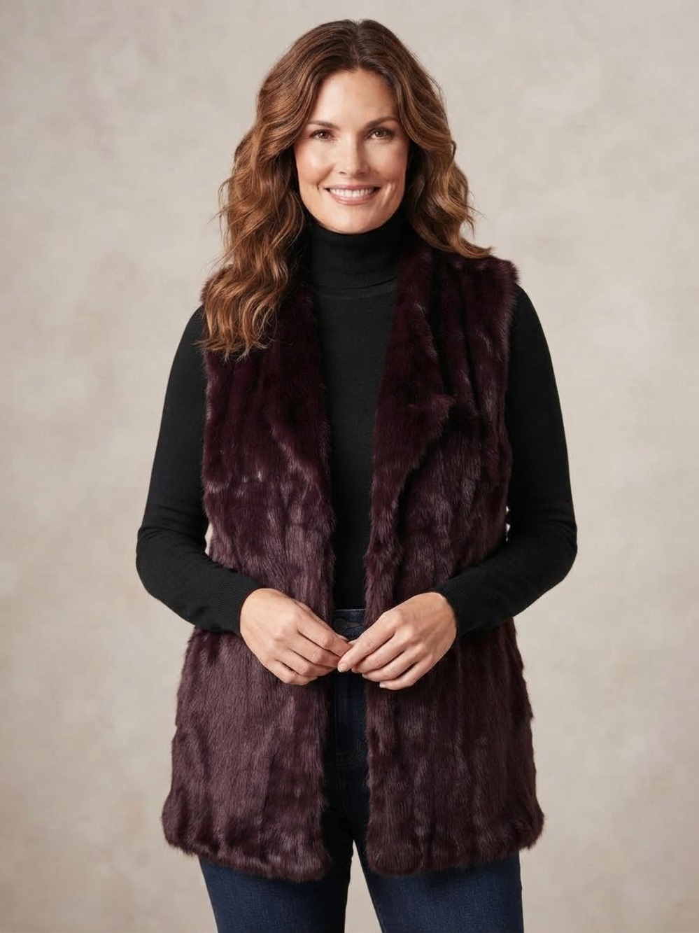 Chico’s Faux Fur Vest in Deep Plum Chico’s Size 2/ US Large 12 Quiet Luxury